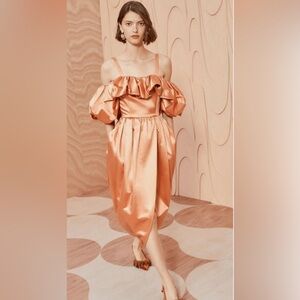 New! Ulla Johnson Ruffled Satin Midi Dress